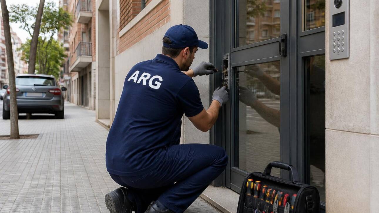 arreglando puerta control de acceso