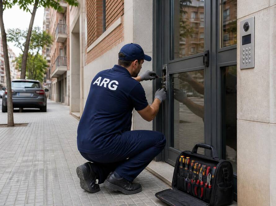 arreglando puerta control de acceso